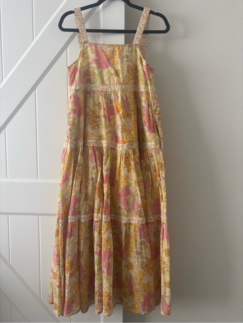 American Eagle Outfitters Pink & Yellow Floral Tiered Sundress